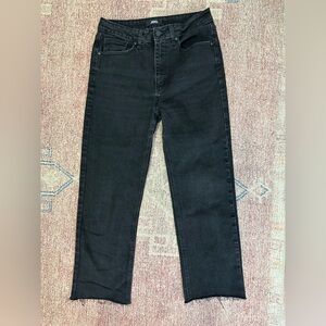 JBD high waist cropped frayed flare black jeans size 28